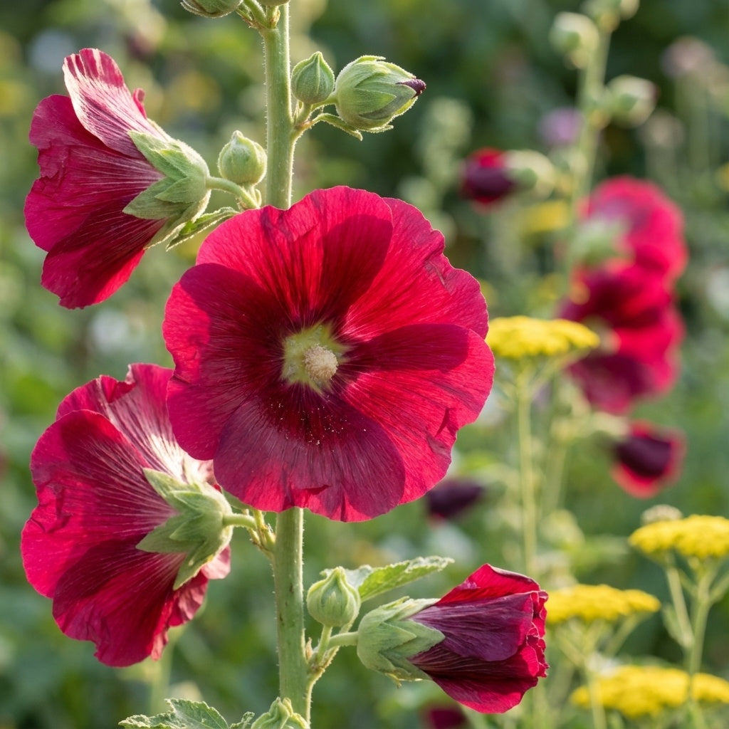Alcea 'Crimson Spring Celebrities Rosea' – Stockrose
