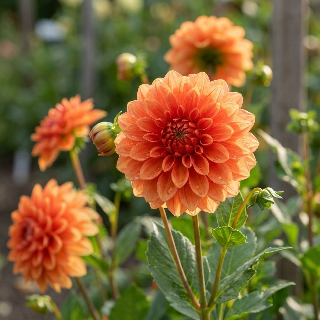 Dahlie 'Orange nugget' - 4 Stück - LumiBlumi
