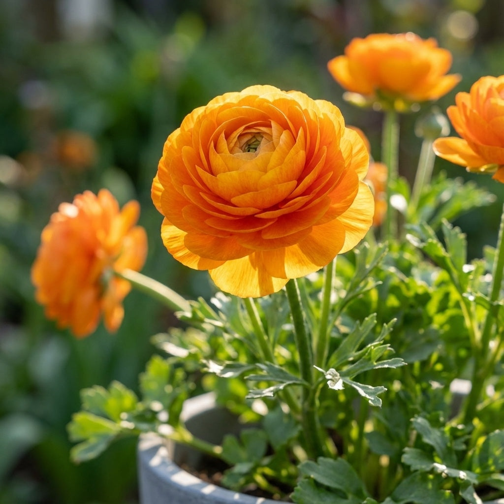 Ranunculus 'Orange Tomer For Pot' - Ranunkel, Hahnenfuss