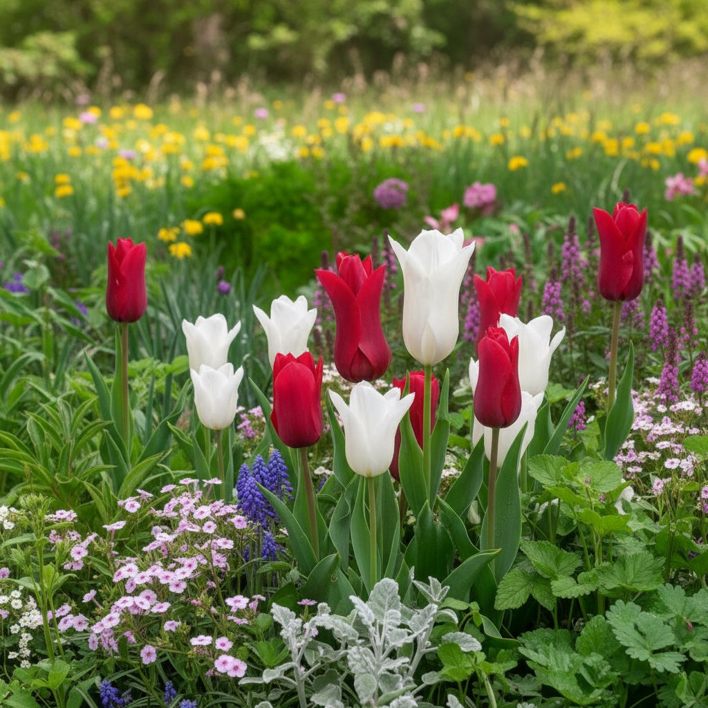 Tulipa 'White Triumphator & Red Shine Mischung' - Tulpe